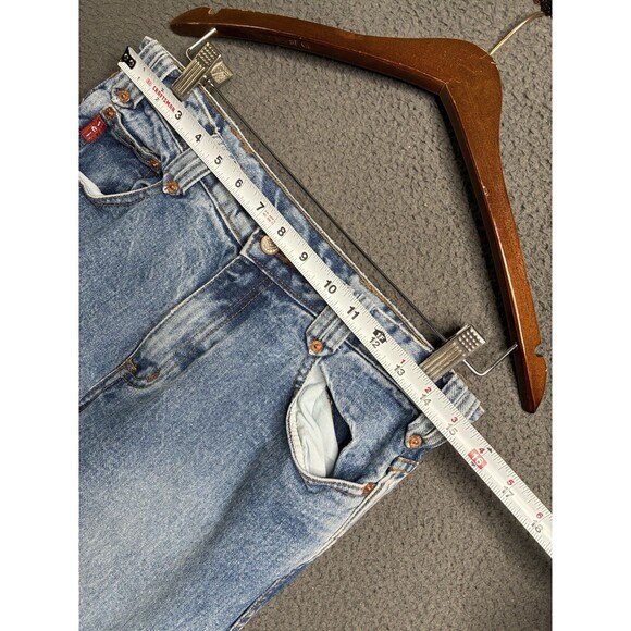 LEI Vintage Y2K Flare Leg Jeans Size 9 Mid Rise Wide Bottom 30x31 Bareback USA - Picture 9 of 16